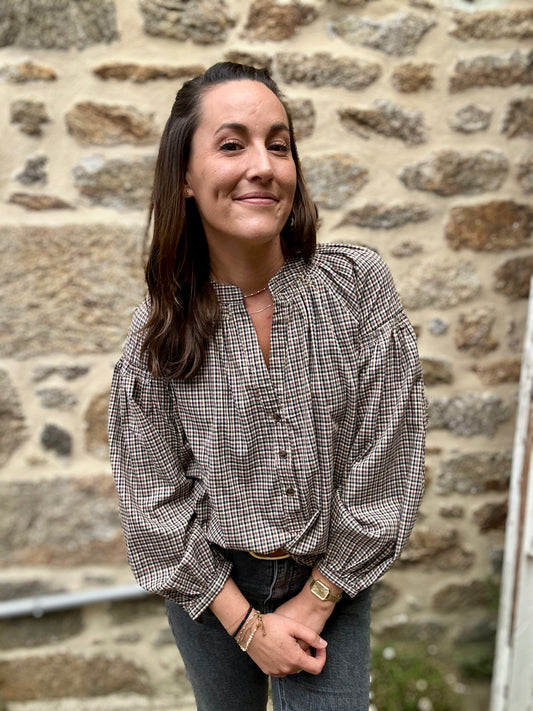 Blouse rouille quadrillée