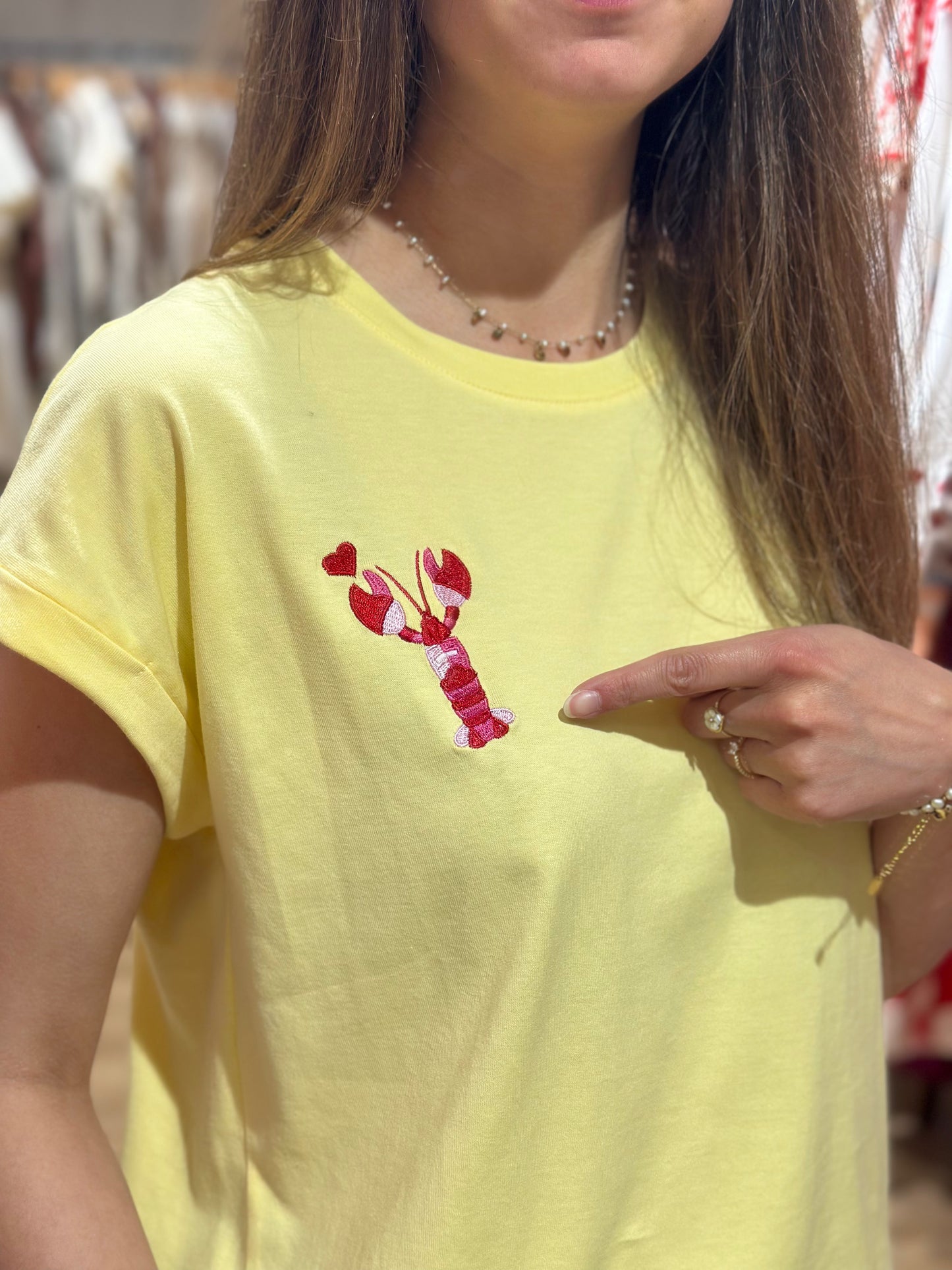 Tee-Shirt jaune homard coeur