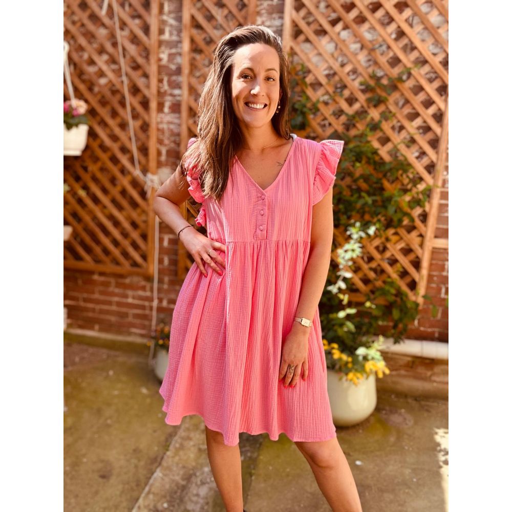 Robe corail gaze de coton