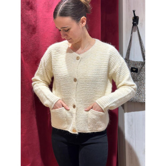 Gilet grosse maille écru